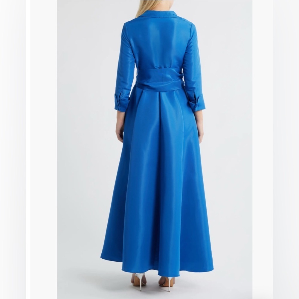Betsy & Adam Long Sleeve Taffeta Gown - Picture 3 of 10
